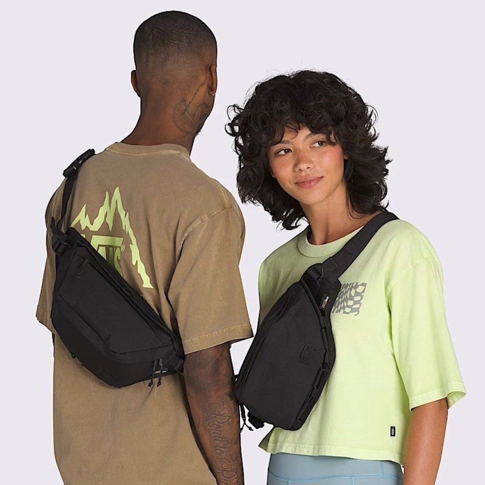 Vans Nylon Trek-Rec Sling Crossbody Bag Unisex Black Fanny Waist Cordura Travel